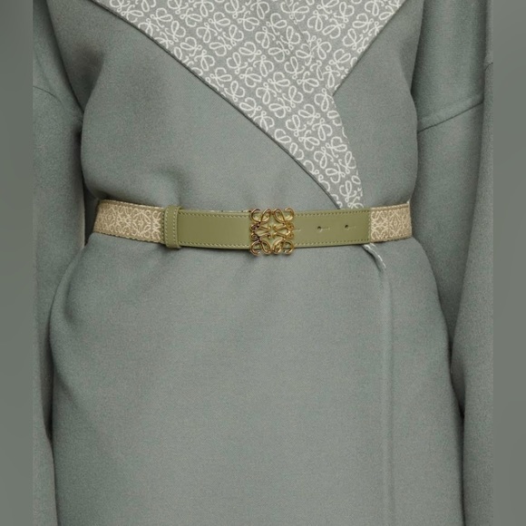 Loewe Canvas Belt Anagram Green Cotton-Blend and Leather Size 85 or EUR 36 - Picture 4 of 13